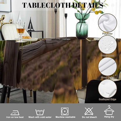Swono Tablecloth Rooster, Sunrise Rooster Hen Farm Fence Table Cloth for Kitchen Dining Tabletop Decoration Parties Weddings Buffets, 52 X 70 Inch Rectangle Tablecloth