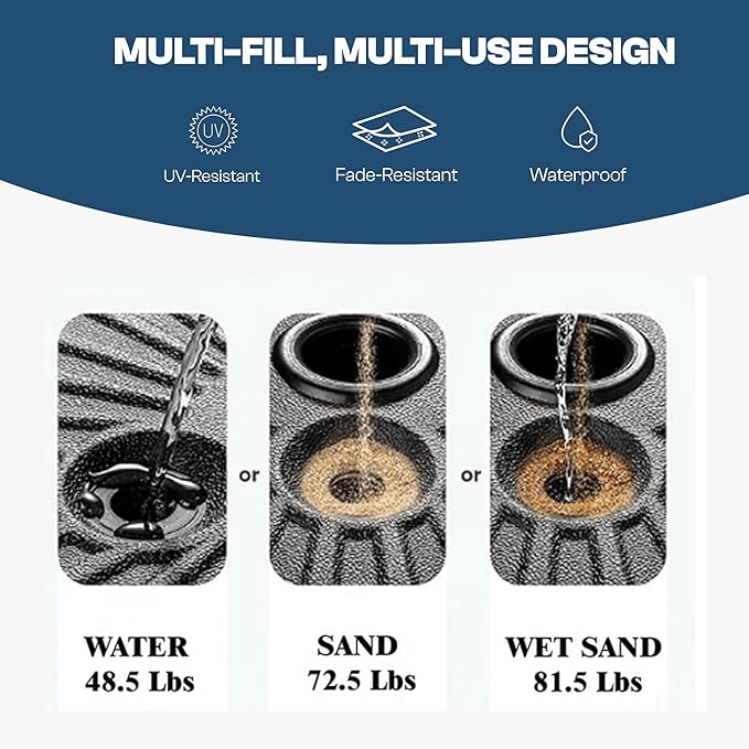 Umbrella Base Water Filled Stand 81.5lb Max Capacity Heavy Duty Patio Umbrella Base for Outdoor,Deck,Market,Lawn,Garden