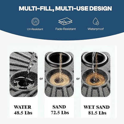 Umbrella Base Water Filled Stand 81.5lb Max Capacity Heavy Duty Patio Umbrella Base for Outdoor,Deck,Market,Lawn,Garden
