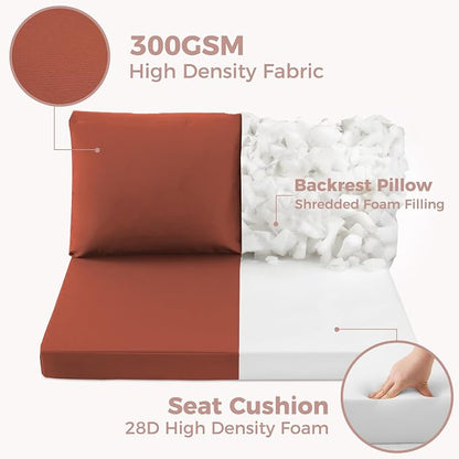 Outdoor Loveseat Cushions, 46×26×4 Inch, Waterproof, Spice | Patio Loveseat Cushions for Outdoor Furniture, Fade Resistant, Outdoor Bench Cushions, for Wicker Furniture, Swing, Couch