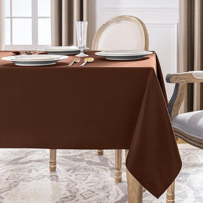 Softalker Rectangle Tablecloth, Waterproof Table Cloths Wrinkle Free Fabric Washable Polyester Table Cover for Dining Tables Party Outdoor Camping Parties Buffet - 60 x 84 inch, Chocolate