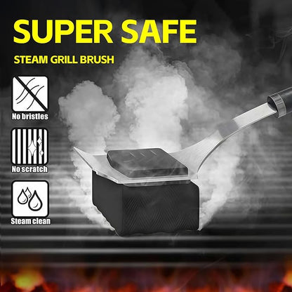 Steam Bristle Free Grill Brush Safe Steam Cleaning Tool Dishwasher Safe Thickened Aramid Fiber Scrubber for Outdoor Grill Grates, Flat Tops, Cast Iron & Stainless Steel Gifts for Men/Dad