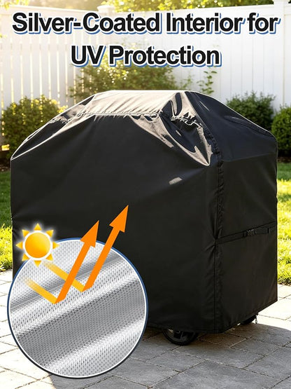 PAMASE 57in Grill BBQ Cover fits Weber Genesis II, LX 300 Series & Genesis 300 Series - Waterproof Gas Cover for Outdoor Grill, UV Fade & Rip Resistant, Compatible with Dyna-Glo, Nexgrill, Char-Broil