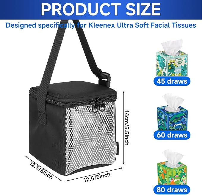 Facial Tissues Holder for Kleenex, Hanging Tissues Dispenser with Transparent Cover, Easy to Tear Tissues Waterproof Papers Towels Holder for Home, Dining, Bathroom, Bedroom (Facial Tissues)