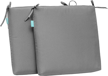 QILLOWAY Outdoor Indoor Chair Pads,Seat Cushions, Square Foam Dining Chair Patio Cushion Set of 4, All Weather, 17" Lx17 Wx3 D (Light Grey)