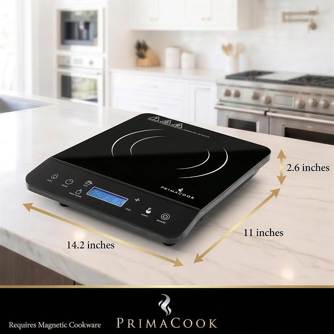 1800W Portable Induction Cooktop Burner – 20 Temperature Settings, 18 Power Levels, 10-Hour Timer – Countertop Electric Hot Plate for RV, Canning, Dorm, Kitchen – Child Safety Lock (Black) | 1800W, 20 Temp Settings, 18 Power Levels, 10-Hr Timer, Cannin...