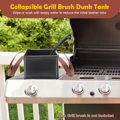 Collapsible Grill Brush Dunk Tank, AHIER Durable Grill Brush Heads Water Bucket for Stainless-Steel Grates