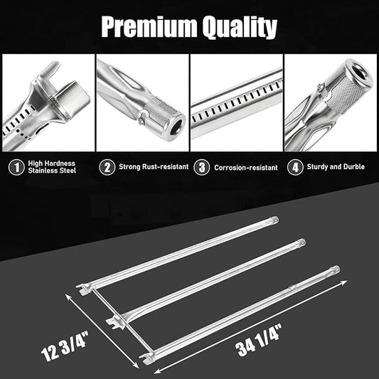 Uniflasy 67722 7540 Grill Parts for Weber Genesis 300 (2007-2010) Side Control Burner Tubes 24.5" Flavorizer Bars Fits E310 E320 E330 S310 S320 Side-Control Gas Grills, Replace 7539 67820