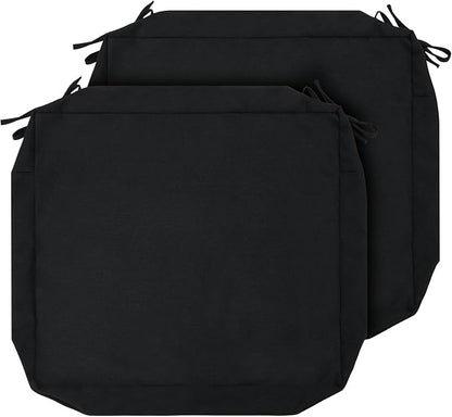 Magpie Fabrics Indoor Outdoor Cushion Cover Replacement 2 Pack, NO Insert! Water Repellent Slipcover with Ties Decor for Patio Garden Chair Sofa Bench Wicker(Black, 24x24x4 Inch)