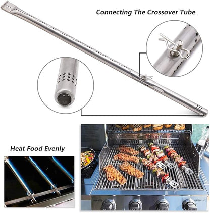 Criditpid Grill Replacement Parts for Charbroil Performance 5 Burner 463347519, 463275517, 4 Burner 463347017, 463377319, 463342119, Grill Burner, Heat Tent Plate Shield, Carryover Tube, Igniter Kit.
