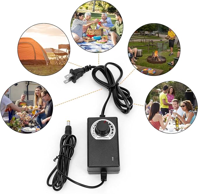 Onlyfire Universal Rotisserie Motor, Dual Use Electric BBQ Adjustable Speed Rotisserie Motor with USB Plug and Long Wire Adapter, Battery Powered Rotisserie Motor Cordless for BBQ, 110 Volt & 3.5 Watt