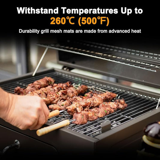 M METERXITY 5-Pack BBQ Mesh Grill Mat 16 X13 Inch, Reusable Nonstick Grilling Mats Sheet Liner for Outdoor Grill/Griddle/Cooking/Baking Mats/Gas Electric Grill/Barbecue Smoker[Black]