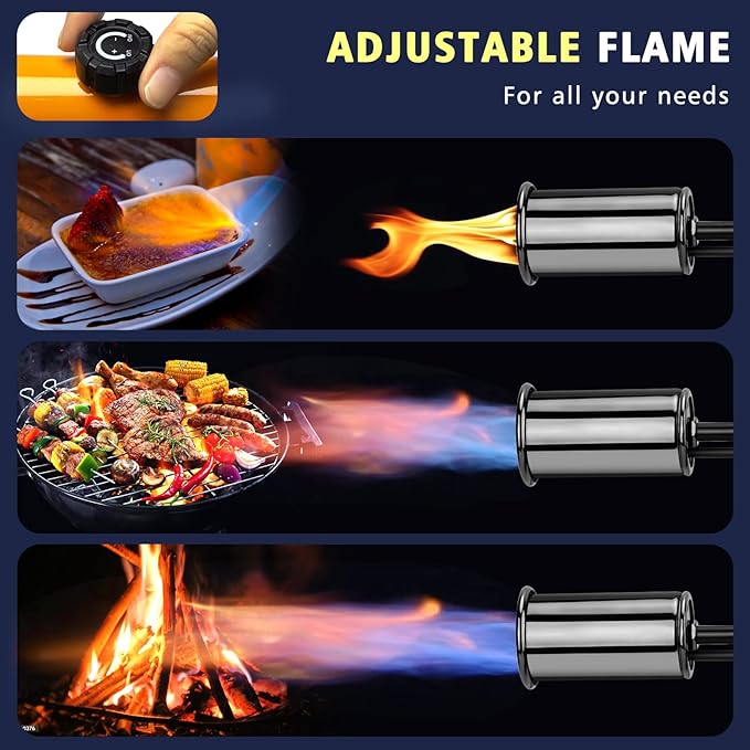 ARTFLAMM Powerful Propane Torch Gun, Flamethrower with Turbo Mode, Charcoal Torch Lighter with Safety Lock, Kitchen Blow Torch for Cooking, BBQ, Searing Steak, Grill(Tank Not Included)