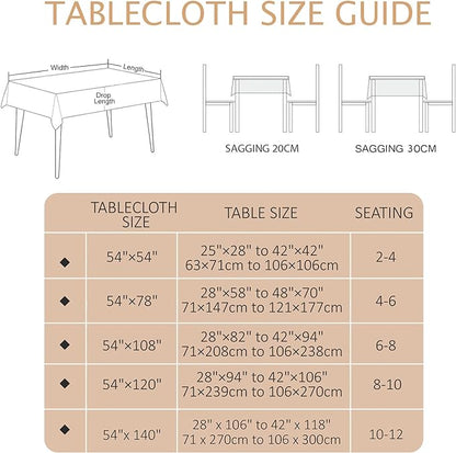 AIRCOWRIE Waterproof Vinyl Tablecloths, Heavy Duty Oil Proof Spill Proof Plastic Table Cloth, Wipe Clean PVC Table Cover for Spring Indoor and Outdoor Use (Embroidery Flower, 54”×78”, Rectangle)