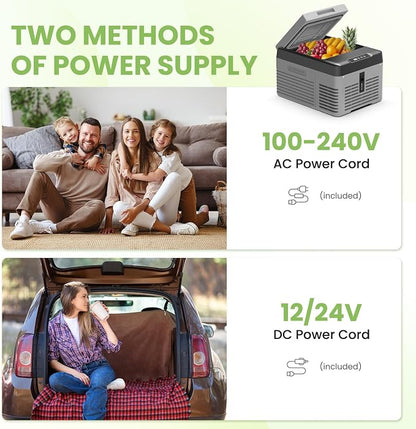 Alpicool Car Refrigerator 12 Volt Portable Car Fridge 10 Quart（9 L Electric Cooler with AC/DC，Car Refrigerator Freezer for Truck Van RV Camper SUV, Camping Boat Travel，-4~68°F