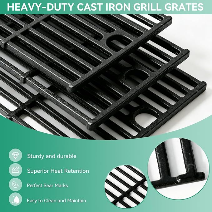 463365021 463366022 17 Inch Grill Grates for Charbroil Performance 4 Burner 463354021 463352521 463351021, 2 Burner 463630021, Cast Iron Cooking Grate Replacement Parts for G426-0004-W1 G426-0005-W1