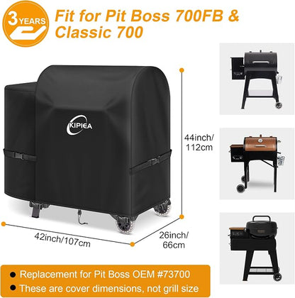600D Pellet Grill Cover for Pit Boss 700FB, Classic 700, and Pro 600 Series, Waterproof BBQ Smoker Cover, UV Resistant