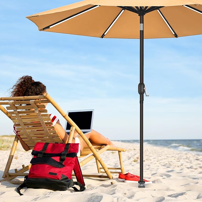 Dolibest Beach Umbrella Sand Anchor, Heavy-Duty Steel Beach Umbrella Holder with 3 Sleeves (Fits 1-2" Poles), Windproof Beach Umbrella Stake, Fully Welded Spiral Base Design for Ultimate Stability