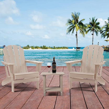 Apolimi Adirondack Outdoor Side Table, 2-Tier Sturdy Patio End Table Weather Resistant, 16.5" Solid Side Table for Patio, Pool, Porch(Grayish Brown)