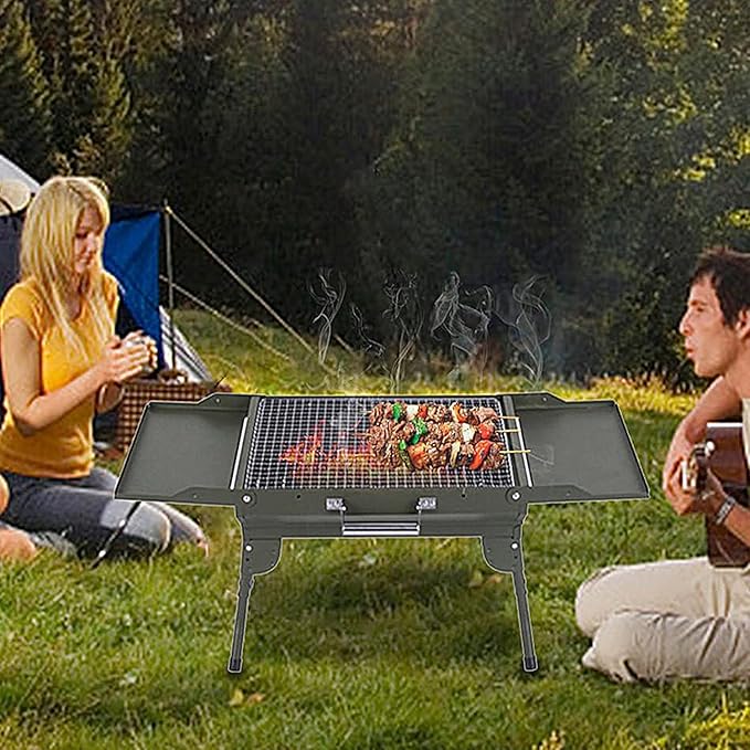 Barbecue Charcoal Grill Charcoal Barbecue Grill Foldable BBQ Grill Rack Portable Camping BBQ Grill Bracket Barbecue Accessories Charcoal BBQ Grill