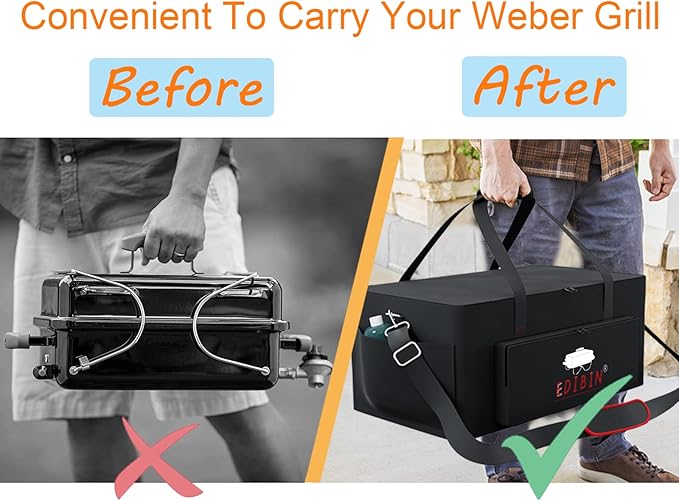 Portable Grill Carry Bag Fit for Weber 1141001 Go Anywhere Gas Grill, Compatible with Weber 121020 Go-Anywhere Charcoal Griddle,Heavy Duty 600D Waterproof Go anywhere gas grill Carry Bag
