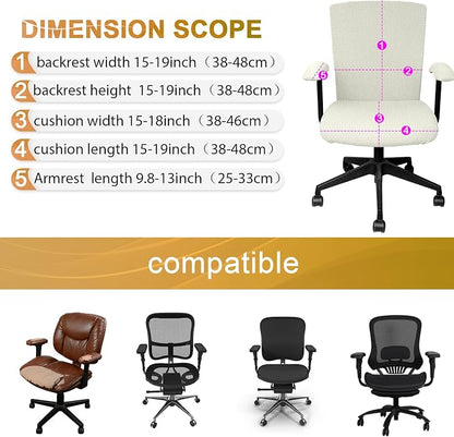Tallew 4 Pcs Office Chair Covers Stretchable Armrest Seat,XL,Cream White | Universal Fit Office Desk Chairs, Protective Seat Backrest Slipcovers, Stretchable Prevent Wear, Easy Install for Rotating