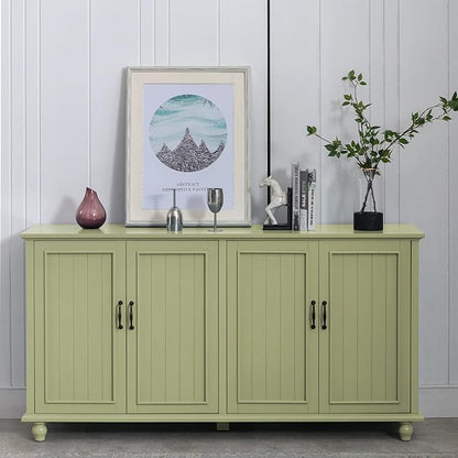 Scurrty 62'' Coffee Bar Cabinet Kitchen with Storage, Buffet Cabinet with Storage, Sideboard Buffet for Dinning Room, Kitchen & Living Room (4 Doors, Green)