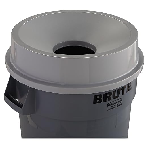 Rubbermaid Commercial Products Trash Can Funnel Top/Lid 32-Gallon Gray Hands-Free Disposable Compatible with the Rubbermaid 32-Gallon Garbage Bins for Indoor/Outdoor/Garage