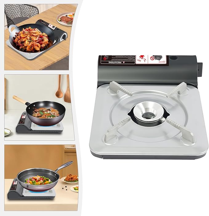 Black Butane Camping Stove with Storage Case, Portable Outdoor Camping Stove for Picnic Backpacking Backyard Cooking