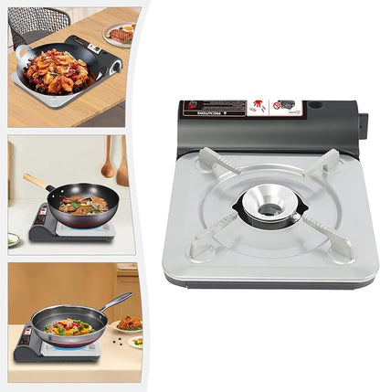 Black Butane Camping Stove with Storage Case, Portable Outdoor Camping Stove for Picnic Backpacking Backyard Cooking