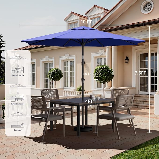 Outdoor Patio Umbrella, 8 Ribs Market Table Umbrella