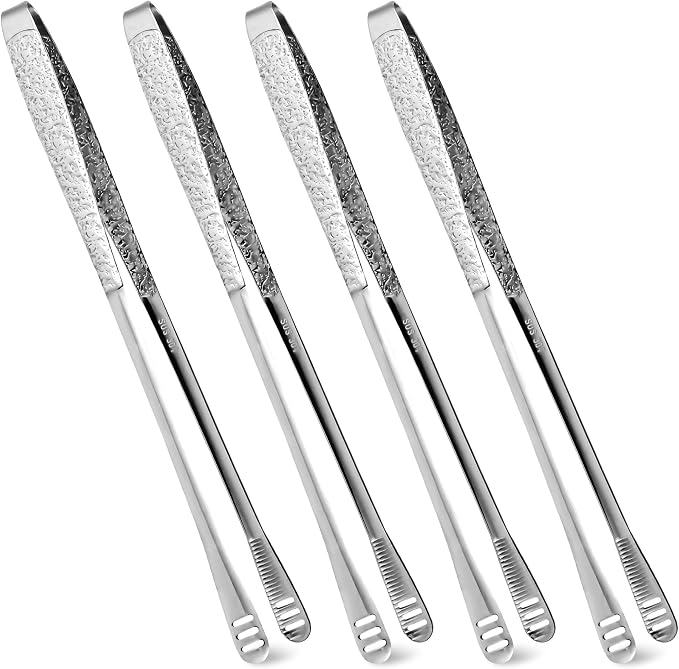 4Pcs 9.5-Inch Stainless Steel Korean BBQ Grill Tongs, Japanese Barbecue Tongs for Cooking, Portable Kitchenware for Home, Outdoor, Steak, Salad, Food