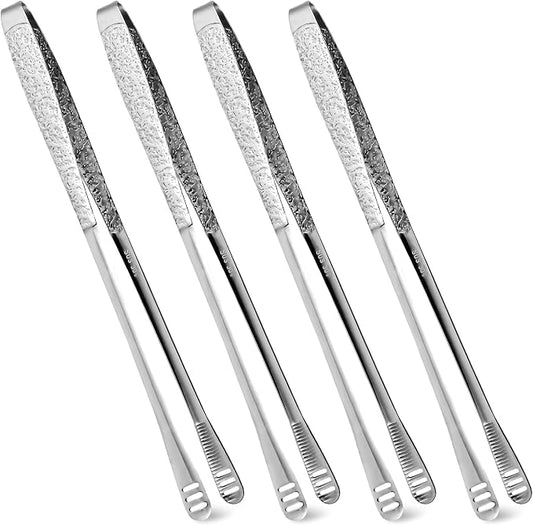 4Pcs 9.5-Inch Stainless Steel Korean BBQ Grill Tongs, Japanese Barbecue Tongs for Cooking, Portable Kitchenware for Home, Outdoor, Steak, Salad, Food