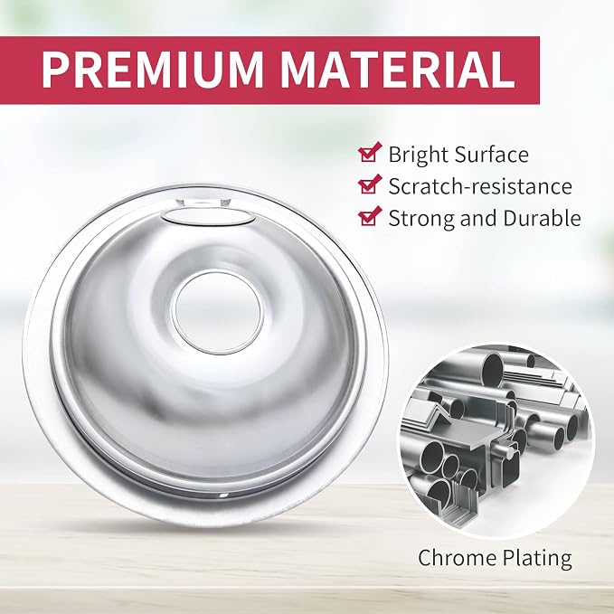 316048413 and 316048414 Stove Burner Drip Pans for Electric Stove Top - Perfectly Fit Frigidaire Kenmore Electric Range -Thickening to Prevent Bending and Rust - Include 2 x 6 in, 2 x 8 in