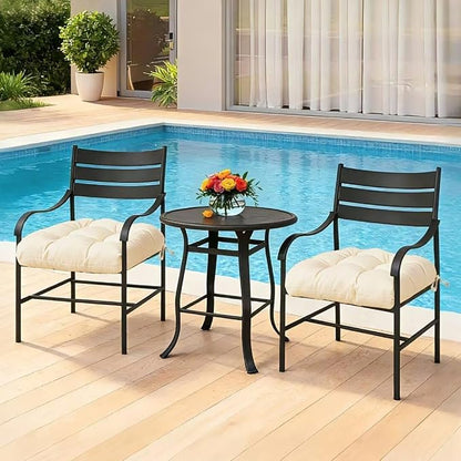 Outdoor Chair Cushions Set of 2, 19"x19" Tufted Outdoor Seat Cushions, Waterproof Patio Furniture Cushions,Beige