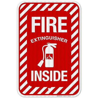 Fire Extinguisher Inside Sign, Fire Safety Sign, 12x18 Inches, 3M EGP Reflective .063 Aluminum, Fade Resistant, Indoor/Outdoor Use, Made in USA