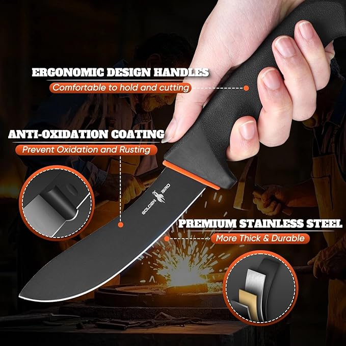 Golden Bird Skinning Knife - Butcher Knives with Non-Slip Handle, Meat Knife with German Stainless Steel, Gift for Men