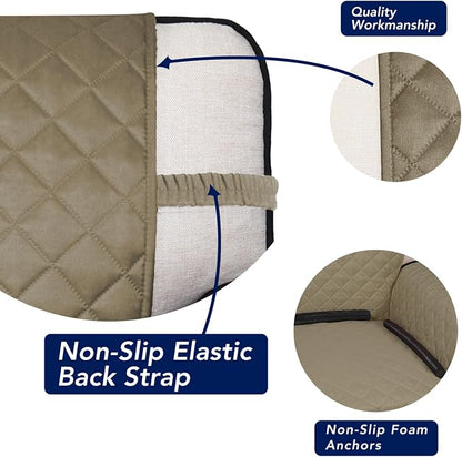 PureFit Reversible Quilted Sofa Cover Dog Couch Covers for Sofa, 28 in | Beige/Beige, Water Resistant Couch Protector, Washable Pet Couch Cover with Non Slip and Elastic Straps For Kids