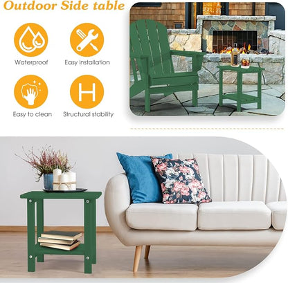 Apolimi Adirondack Outdoor Side Table, 2-Tier Sturdy Patio End Table Weather Resistant, 16.5" Solid Side Table for Patio, Pool, Porch