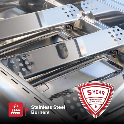 Nexgrill Stainless Steel 3-Burner Propane Gas Grill w/Foldable Side Shelves, 40,500BTUS, 591.05 sq. in. Cooking Area, Perfect for Outdoor Cooking & Grilling, BBQs, Backyard, Tailgating, 720-0830MN