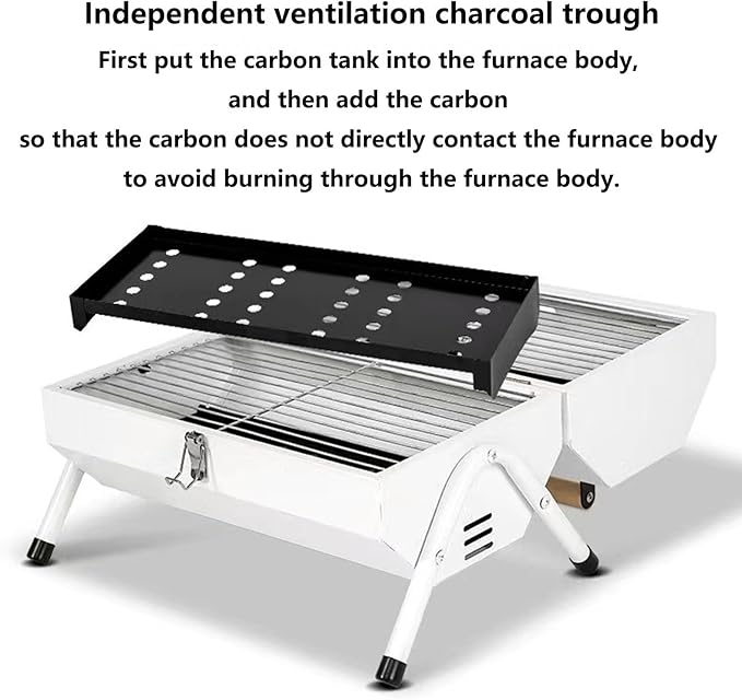 Outdoor Cooking Charcoal Barbecue Grill Portable BBQ Grill Shelf with Handle Double-Side Use Extra Large Cooking Area for Camping Backyard Picnic Patio BBQ Cooking(Black A)