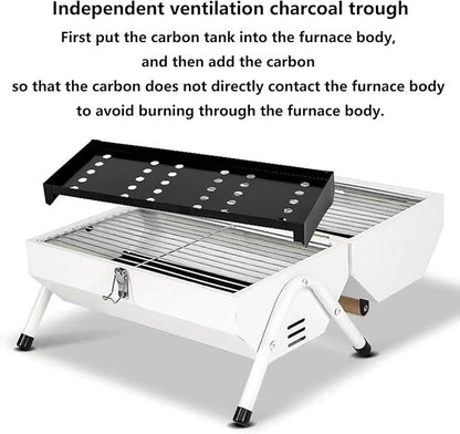 Outdoor Cooking Charcoal Barbecue Grill Portable BBQ Grill Shelf with Handle Double-Side Use Extra Large Cooking Area for Camping Backyard Picnic Patio BBQ Cooking(Black B)