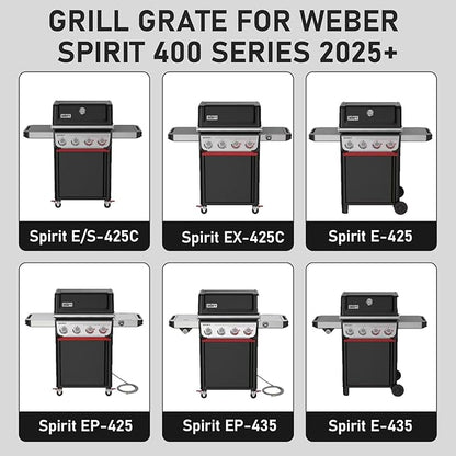 Utheer Porcelain-Enameled Cast Iron Cooking Grates for Weber Spirit 400 Series (2025 & Newer), 2PCS Replacement Grill Grate Set, Fits Weber Spirit E-425 S-425 E-435 EP-425 EP-435