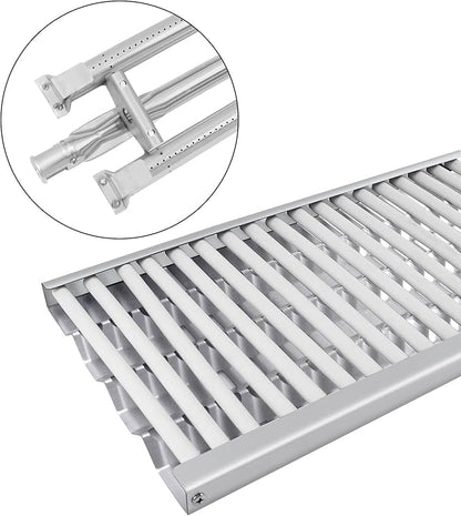 Stainless Steel Grill Heat Plates Heat Shield Grill Burners for DCS Grill Parts 27DBQR, BGA36-BQARL/BQARN, BGA48-BQARL/BQARN, Ceramic Rod Complete Radiant Tray BBQ Gas Grill Replacement Parts