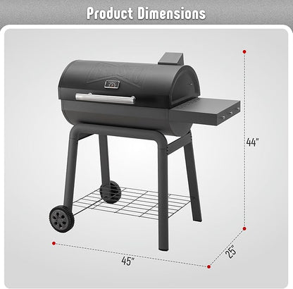 Feasto Heavy-Duty 30-Inch Charcoal Grill with Side Table & 647 Sq. In Cooking Area, Outdoor BBQ Grill for Outdoor Barbecue in Backyard, Patio and Parties, Grey