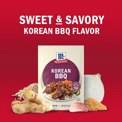 McCormick Seasoning Mix, Korean BBQ, For Sweet & Savory Korean BBQ Steak in Just 25 Minutes, 1.12 oz (Pack of 12)