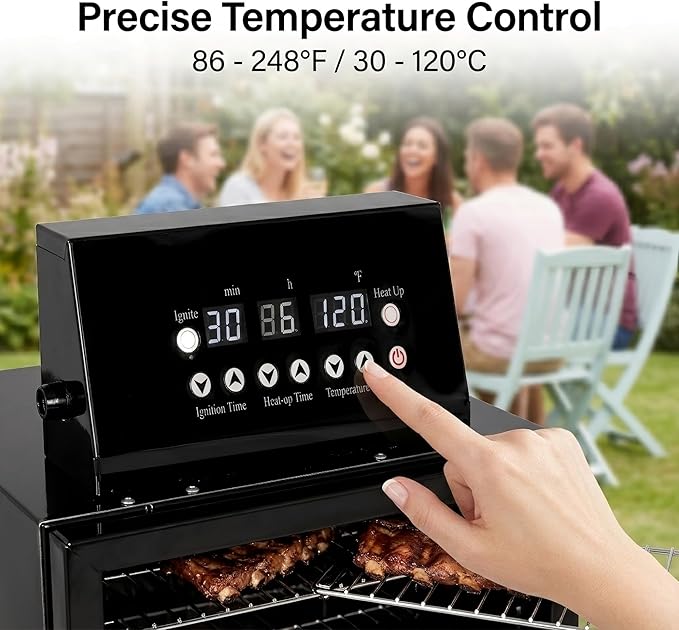 CLIVIA 8-Layer Electric Smoker with Side Wood Chip Loader, 1600W Vertical Digital BBQ Smoker Oven, 0-24H Timer & 86-257°F Temp Control, Large Capacity Meat Smoker for Jerky, Sausage, Fish (DSH-S45E)