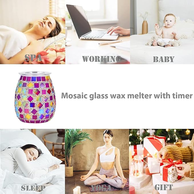 DICIMI Cute Wax Warmer, Wax Melt Warmer Electric with Night Light, Mosaic Oil Burner for Home Decor, Wax Burner for Scented Wax, Aromatherapy Wax Warmer, Ideal Gift for Women
