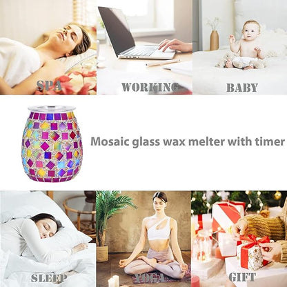 DICIMI Cute Wax Warmer, Wax Melt Warmer Electric with Night Light, Mosaic Oil Burner for Home Decor, Wax Burner for Scented Wax, Aromatherapy Wax Warmer, Ideal Gift for Women