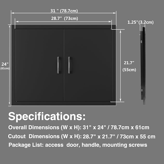 BBQ Outdoor Kitchen Access Doors Access Door for Outdoor Kitchen Commercial BBQ Island, Grilling Station, Barbeque Grill (24" x 31")